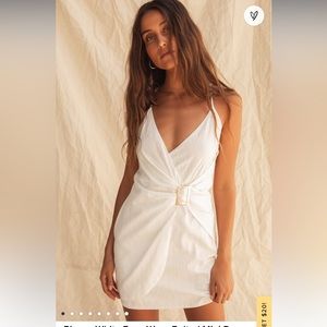 Lulus NWT Bianca White Faux Wrap Belted Mini Dress